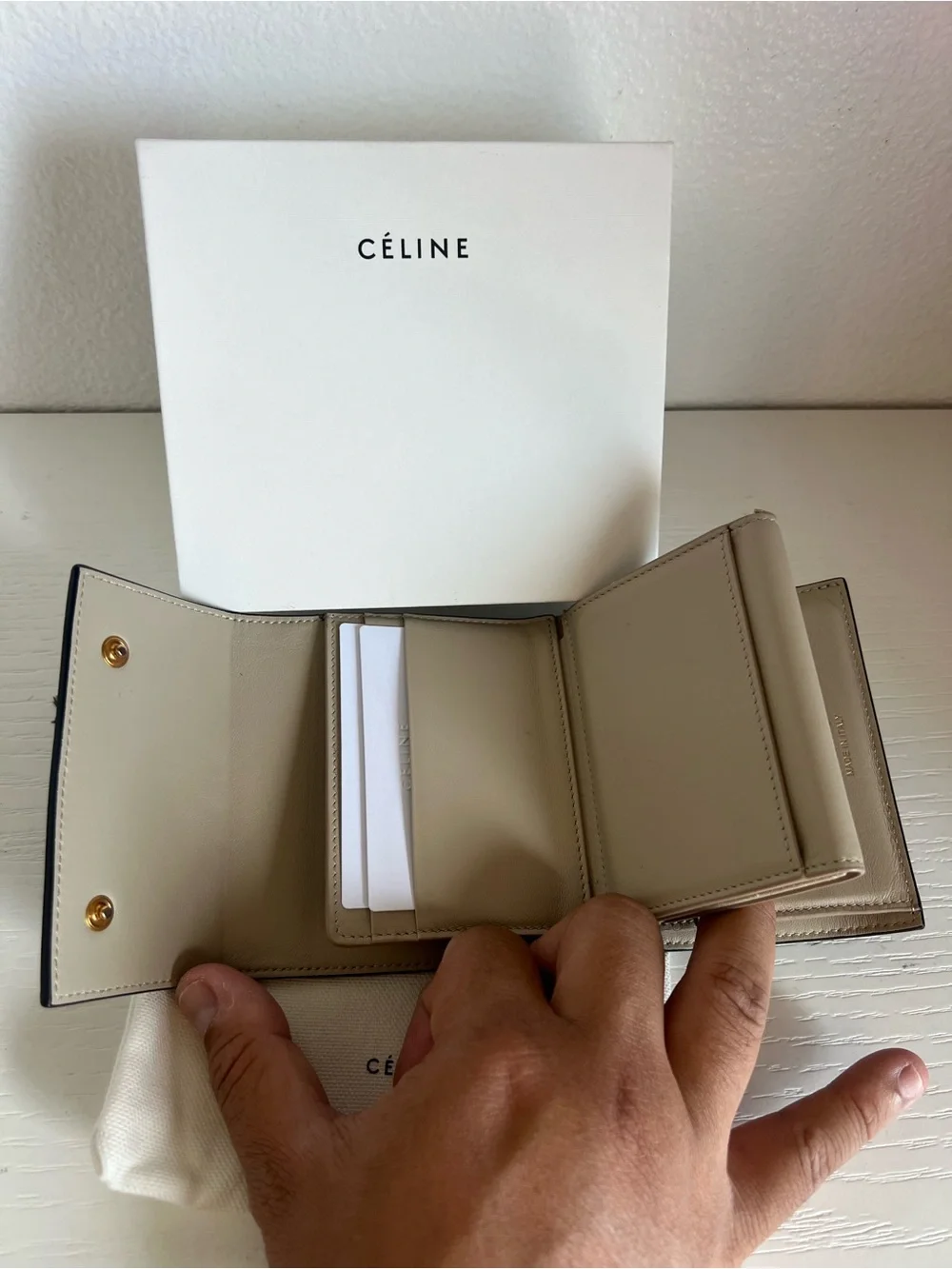 Celine Black Pebbled Leather Compact Wallet - Picture 8 of 13